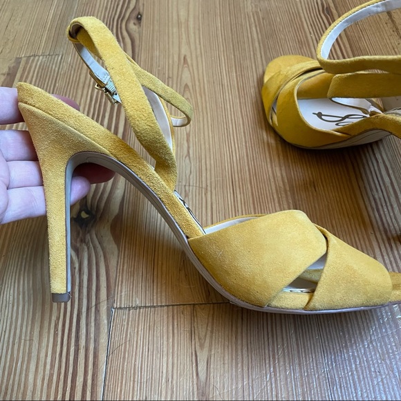 Sam Edelman yellow suede ankle strap stilettos SIZE 9 - Picture 4 of 9